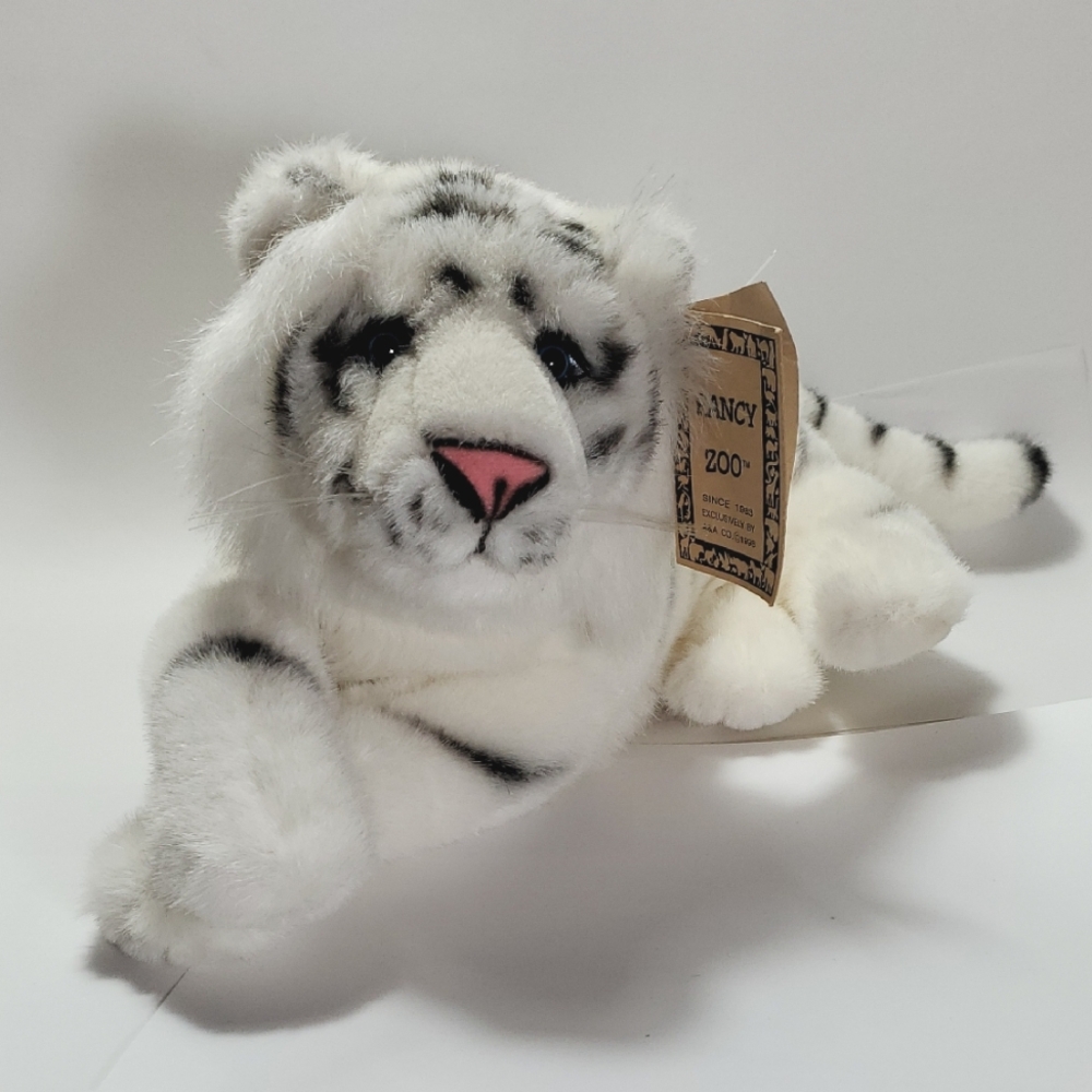 Vintage, Fancy Zoo "Lying White Tiger" Plush